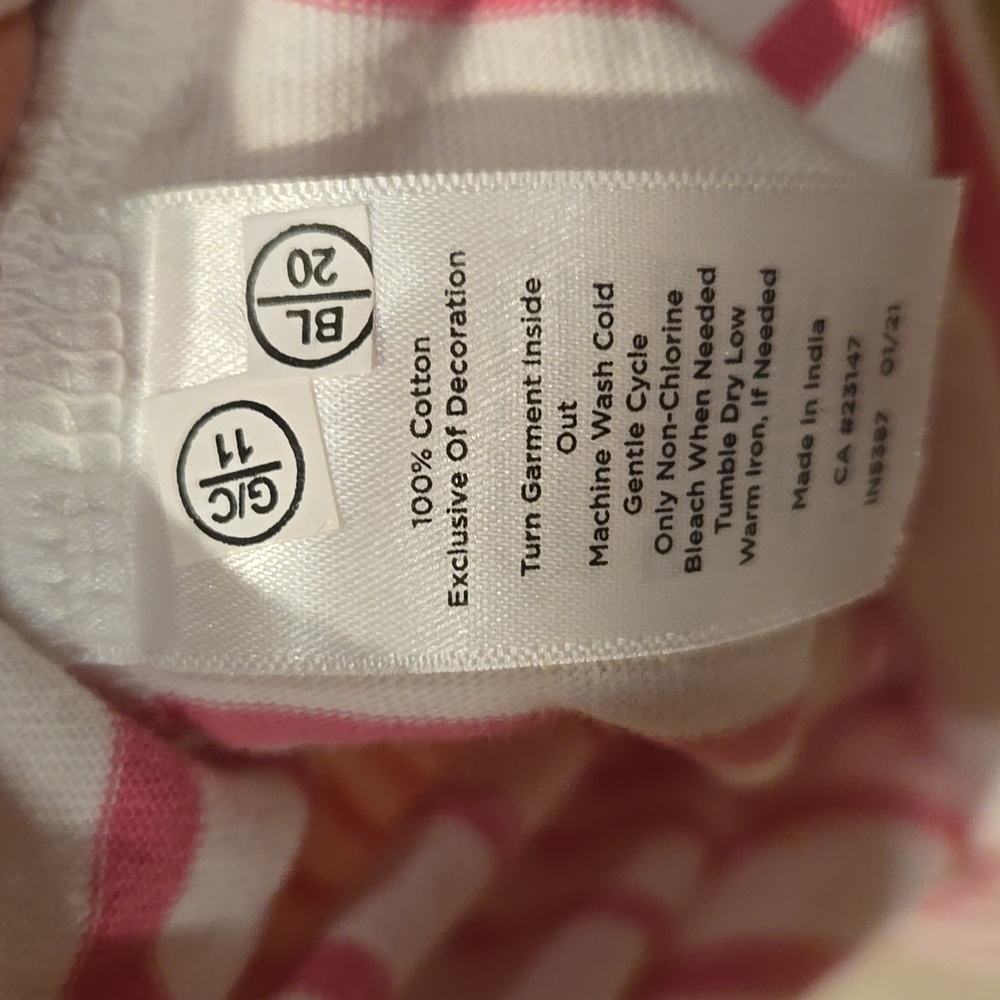 Talbot's Pink/White Striped "VACATION" Top - Picture 7 of 7